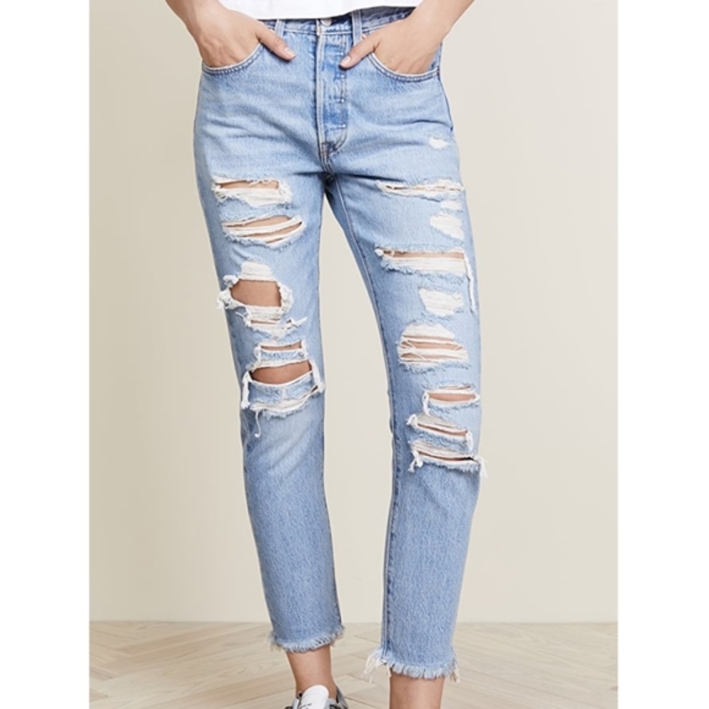 Levi's 501 Premium Ripped Destroyed button fly 28